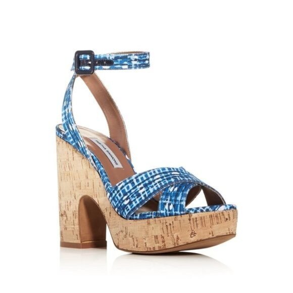 TABITHA SIMMONS Elena Crisscross Platform Wedge Sandals in Blue Size 39.5 / US 9 - Picture 13 of 14